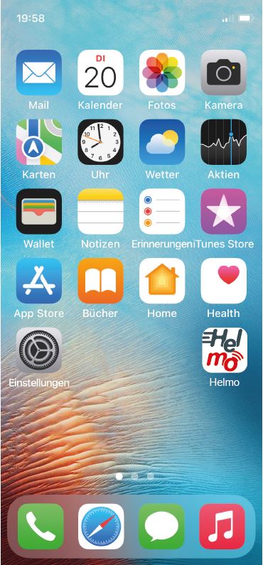 Bildschirm eines Smartphones mit unterschiedlichen Icons.